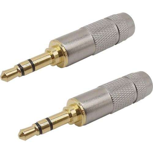 2Pcs/Lot Repair Headphone Plug Gold plated Stereo 3.5mm 3 Pole Male Soldering Audio Jack Plug Connector for Most Earphone Jack