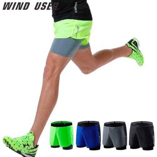 Gym shorts Men Mock Two-Piece Marathon Running Track and Field Training Fitness Quick-Drying Sports Shorts