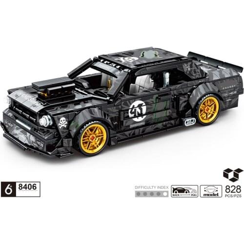 Technical speed building block 1965 Ford Mustang muscle car simulation model bricks pull back vehicle toys for boys gifts