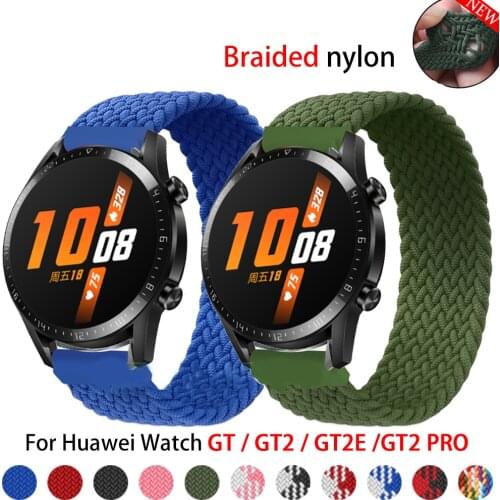 Fabric Braided Solo Loop Straps For Huawei Watch GT/GT 2 46MM Pro Smart Bracelet 22MM Nylon Elastic Band For Honor Magic/GS Pro