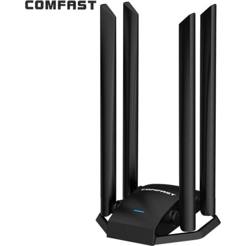 USB Wifi Adapter 1300Mbps Dual Band for PC Black Ethernet WiFi Dongle External Antenna Wi Fi Receiver Network Card