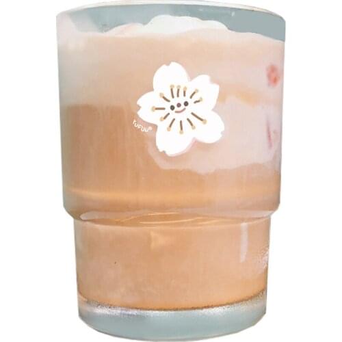 Resistant Sakura Glass Cup Transparent Wedding Kitchen Whiskey Drinking Glass Cup Tea Coffee Juice Bar Verre Drinkware LH50BLB