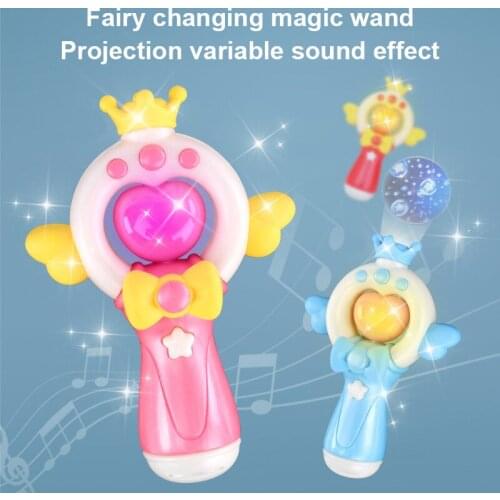 New 3 Colors Childrens Princess Magical Wand Star Love Music And Luminous Projection Fairy Scepter Funny Toy For Girls Toy