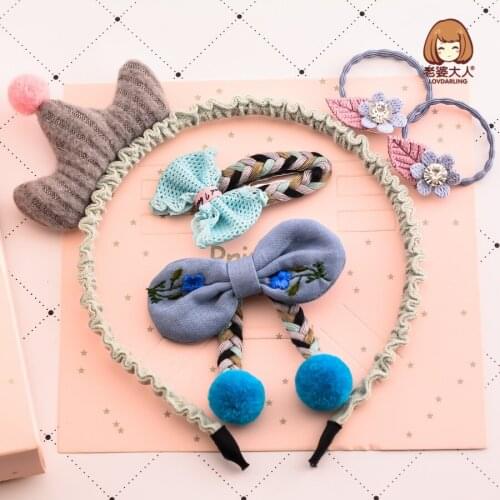 Lovdarling Knitted Wool New Year Gift Headband Set Gift Box Hair Accessories Crown Idyllic Hairpin