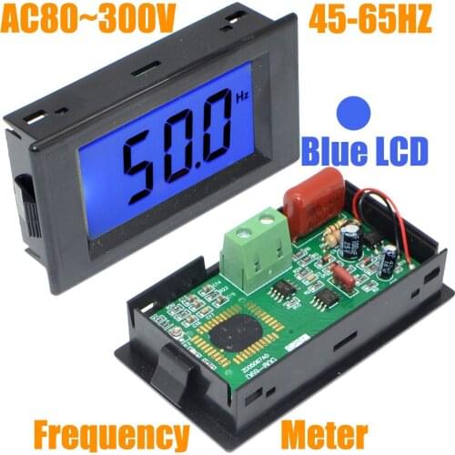 10pcs/lot Brand New AC80-300V 10-199.9Hz Blue LCD Digital Frequency Meter Cymometer Freq Panel Meter+Free Shipping-10000627