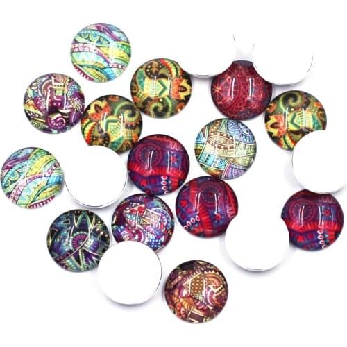10PCS Mixed Round 30mm Glass Cameos Cabochons Domes Flower Floral Pattern Embellishment Scrapbook Handbag Crafts Accessories