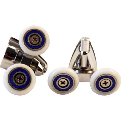 2PCS Shower Room Triangle Zinc Alloy Double POM Wheel Bathroom Sliding Door Mute Pulley Shower Room Accessories Door Rollers