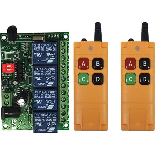 2000m DC 12V 24V 4CH Wireless rf Remote Control Switch Relay Output Radio receiver & 315/433 MHz Remote controller garage door