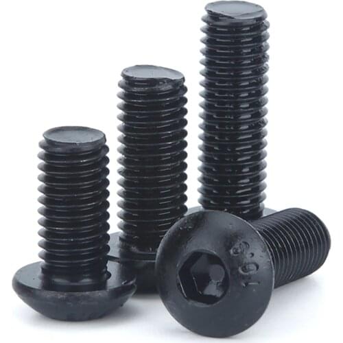 3/5/10pcs/lot ISO7380 Hex Screw M2 M2.5 M3 M4 M5 M6 M8 Black Button Head Hex Socket Cap Screw Hexagon Socket Round Head Screws