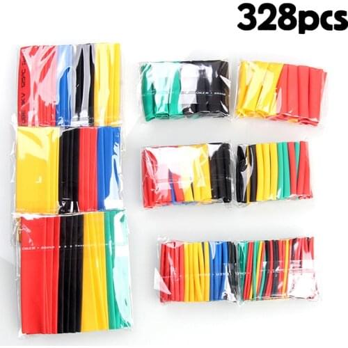 328Pcs/set Sleeving Wrap Wire Car Electrical Cable Tube Kits Heat Shrink Tube Tubing Polyolefin 8 Sizes Mixed Color