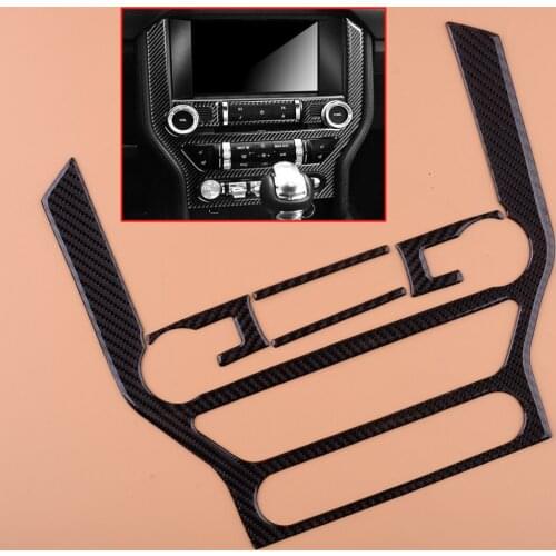 5Pcs Soft Carbon Fiber Center Console Multi-Media CD GPS Navigation Control Panel Cover Trim fit for Ford Mustang 2015-2019