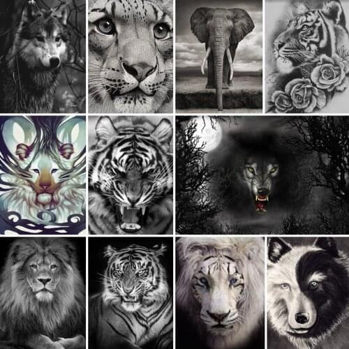 40x50x60x70 diamond painting 5D Full Square embroidery mosaic Cross Stitch animals Lion elephant tiger DIY home Decoration gift