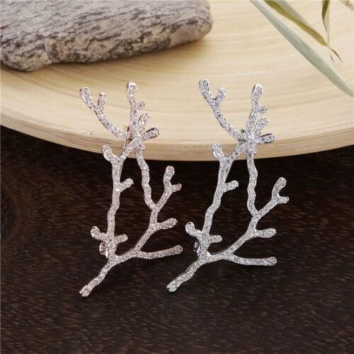 TDQUEEN Brooches Micro Pave Austrian Crystal Antlers Pins and Brooches for Women Silver Plated and Gold Color Metal Broche