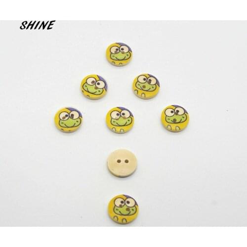 Wooden Sewing Buttons Scrapbooking Round Mixed Two Holes Frog Pattern 15mm 50PCs Costura Botones Decorate bottoni botoes