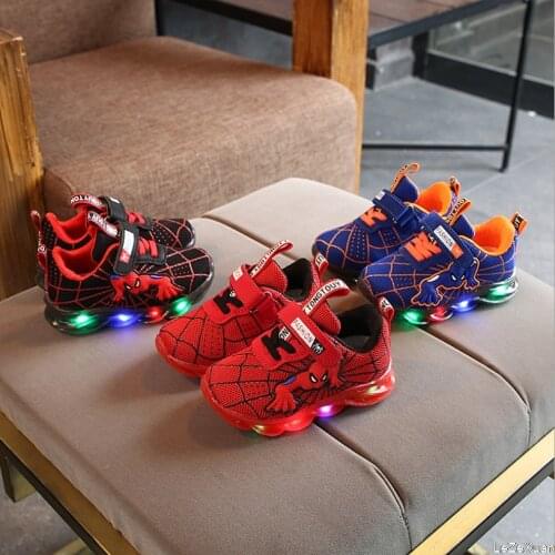 Disney Spider Man 2021 Childrens Cartoon Fashion Tennis Kids Shoes Boys And Girls Casual Shoes Student Sports Running Shoes
