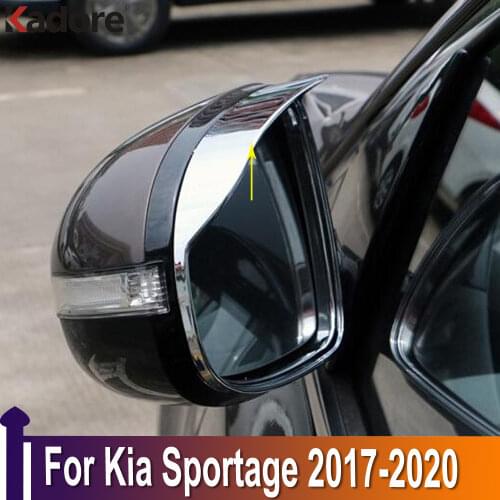 For Kia Sportage 2017 2018 Chrome Sun Rain Guard Shield Deflector Trim Side Door Mirror Cover Decoration Exterior Accessories
