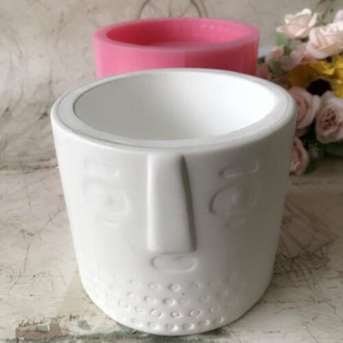 Plaster Cement Vase Making Mould 3DHuman Face Silicone Planter Vase Concrete Planter Pen Holder Molds