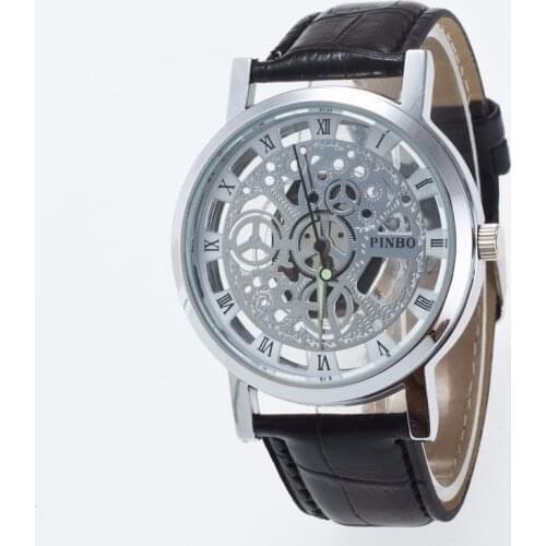 HUANS Men's Watch With Leather Strap