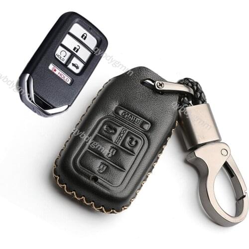 For Honda Accord Civic CR-V Pilot 2016 -2020 Leather Remote Start Car Key Case Cover Shell Protector Holder Auto Accessories