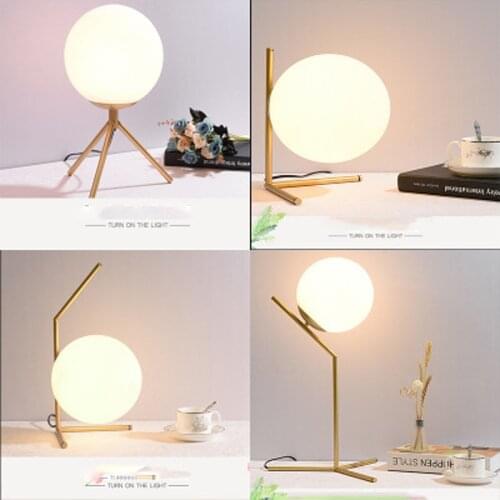 Nordic minimalist table lamp bedroom bedside table lamp creative post-modern room LED table lamp personality glass ball lamp
