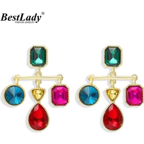 Best Lady Fashion Acrylic Colorful Drop Earrings for Women Bohemian Luxury Bling Water Drop Earrings Jewelry Wedding Party Gifts