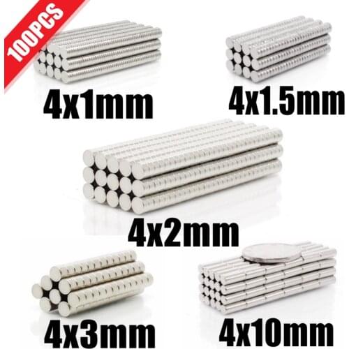 100Pcs Mini Small N35 Round Magnet 4x1 4x1.5 4x2 4x3 4x10 mm Neodymium Magnet Permanent NdFeB Super Strong Powerful Magnets 4*2