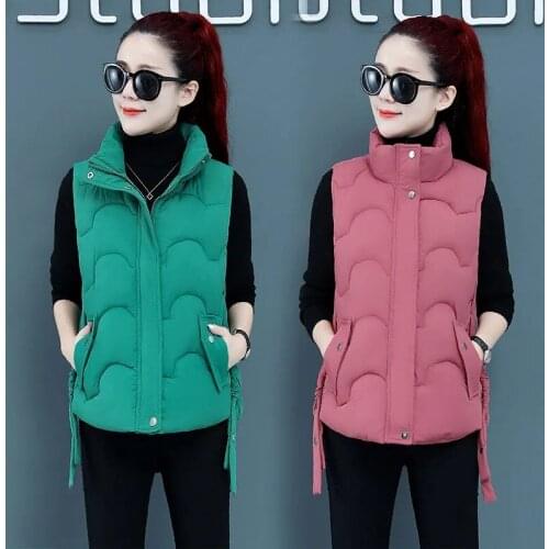2021 New Womens Vest Jacket Warm Waistcoat Winter Coat Mandarin Collar Vests Female Cotton Padded Parka Jacket Sleeveless