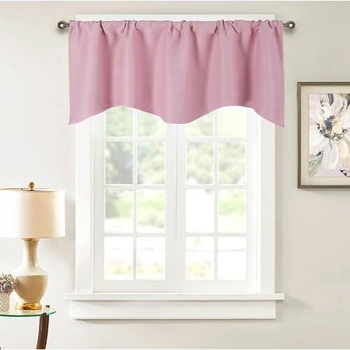 Solid Color Through Rod Short Curtain Home Room Balcony Kitchen Window Valance