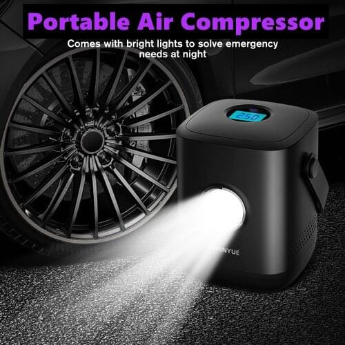 Portable Car Tire Inflator pump mini Wireless Rechargeable Car Air Compressor Digital 120W Air Pump For Car Motorcycle LED Light