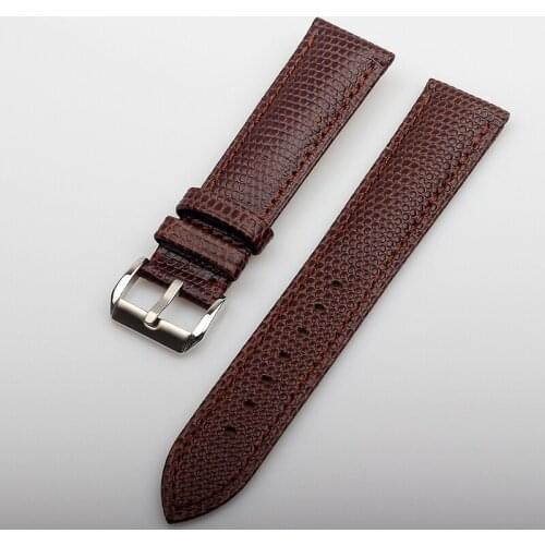 Wholesale Genuine Leather Watchband 20MM Brown Lizard Pattern Cow leather Watch Band Men Women Real Leather Watch Bracelets