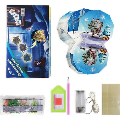 Christmas Diy Diamond Painting Cross Stitch for Christmas Tree Pendant Decoration With Led Light String