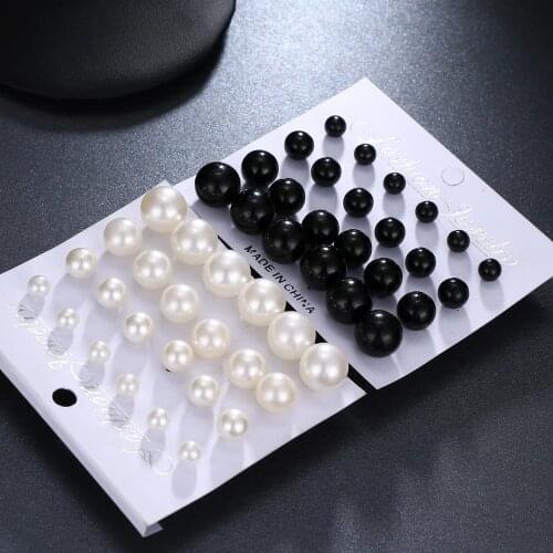 KISSWIFE 12Pairs/Set Simulated Pearl Earrings For Women Jewelry Bijoux Brincos Pendientes Mujer Fashion Stud Earrings