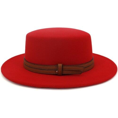 Autumn And Winter Men And Women Couple Hats New Classic Retro Woolen Flat Cap Big Brimmed Hat Trilby 56-58CM