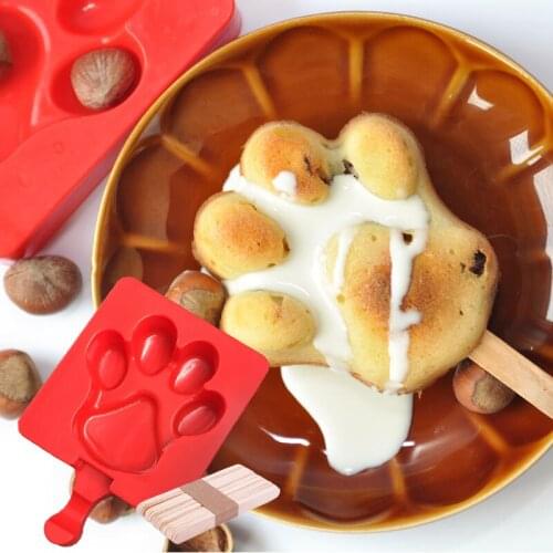 Bear paw DIY Silicone Ice Cream Mold Popsicle Molds Popsicle Maker Holder Frozen Ice Mould with 20pcs Popsicle Sticks
