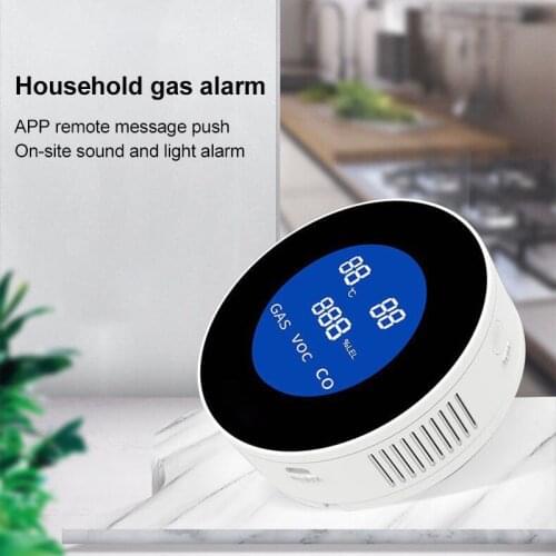 Tuya Smart Wifi Gas Leak Aarm Sensor Combustible Natural Gas Leak Detector LCD Display Temperature Function Security Detector