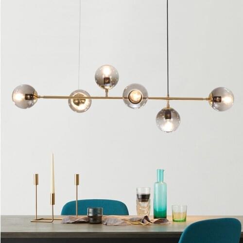 Modern Glass Ball Chandelier Scandinavian Style Dining Tables Kitchen Living Room Center Table Hanging Fixture Indoor Lighting