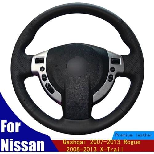 Car Steering Wheel Cover Hand-stitched Black PU Artificial Leather For Nissan Qashqai 2007-2013 Rogue 2008-2013 X-Trail