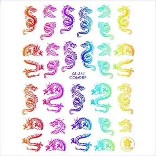 UPRETTEGO SUPER THIN SELF ADHENSIVE 3D NAIL ART NAIL SLIDER STICKER COLORFUL LASER DRAGON SNAKE MOON HEART CB214-222