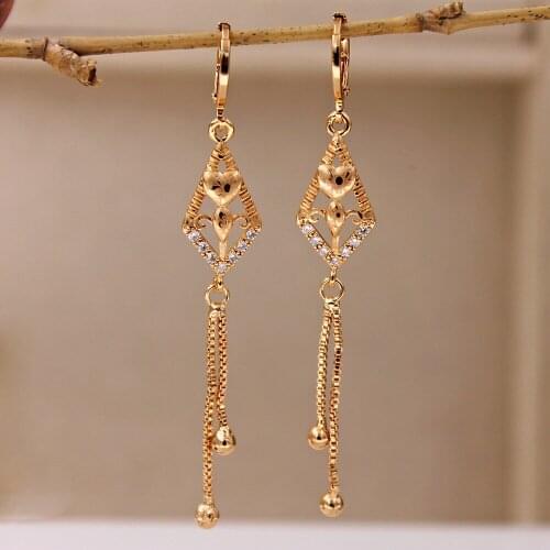 Fashion Gold plated earrings Drop Earrings for Womens earrings heart zircon Dangle Earrings Wedding Jewelry wedding accessories