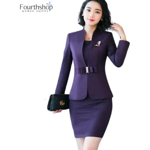 Office Lady Dress Suits Female Business Work 2 Piece Dress and Blazer Set Women Formal Suit Autumn Spring Plus Size 2020 4XL XXL