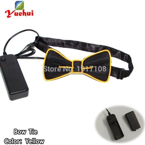 Hot sales 10 Color Select Flashing Glowing LED Bow tie EL wire Bowtie For Wedding Dance Christmas Party Decoration by DC-3V
