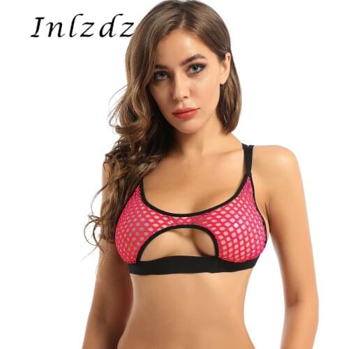 Womens Pole Dance Rave Crop Top Hollow Out Fishnet Halter Neck Elastic Crisscross Back Cutout Underboob Festival Vest Crop Tops