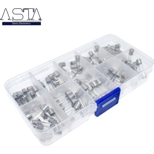100Pcs 5x20mm Quick Blow Glass Tube Fuse Assorted Kit Fast Blow Glass Fuses 250V 1A/2A/3A/4A/5A/6A/7A/10A/15A/20A
