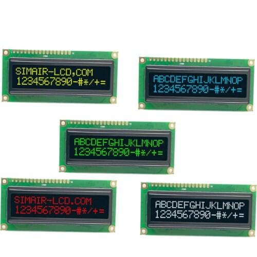 16 PINS 80X36mm 5V Pannel White/Yellow/Blue/Green/Blue on Black Screen16*2 16x2 1602 Charcter LCD Display Module