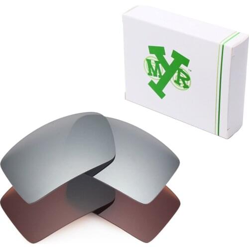 2 Pairs Mryok POLARIZED Replacement Lenses for Oakley Eyepatch 1&2 Sunglasses Silver Titanium & Bronze Brown