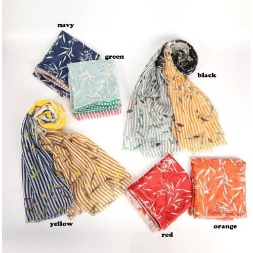 2021 Fashion Newest Leaf Printed Pattern Cotton Voile Scarf Shawls Wraps Hijabs 6Colors 10pcs/lot