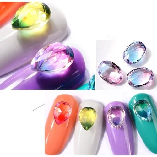 3D Glitter Colorful glass Nail Rhinestone Strass pointedback Stone Nail art rhinestones Gems Decoration Manicure Accessories