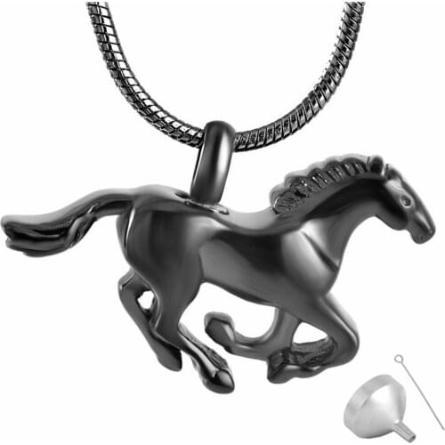 8669 Stainless Steel High Polish Galloping Horses Pet Cremation Jewelry