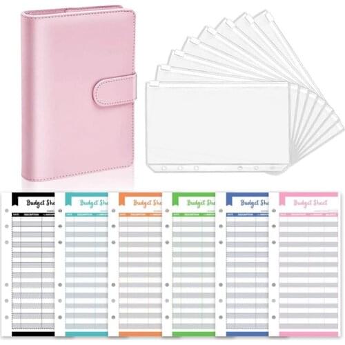 A6 PU Leather Ring Binder for Bill Planner, Waterproof Cash Budget Envelopes Syste