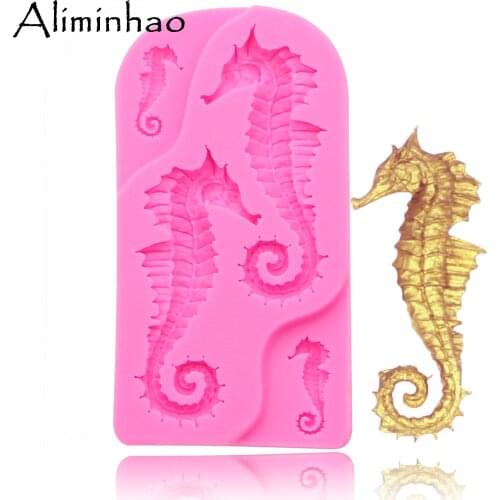 B1418 Seahorse Polymer Clay Resin Sugarcraft Silicone mold fondant mold cake decorating tools chocolate gumpaste mold